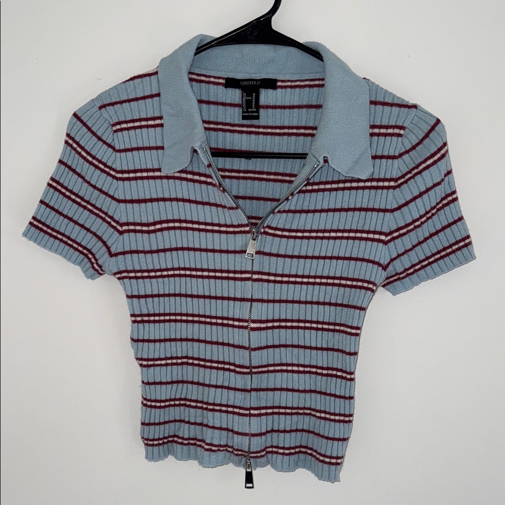 Forever 21 Ribbed Crop Top with Stripes